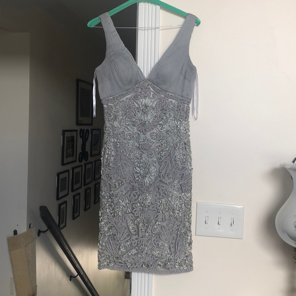 Silver Sue Wong cocktail dress